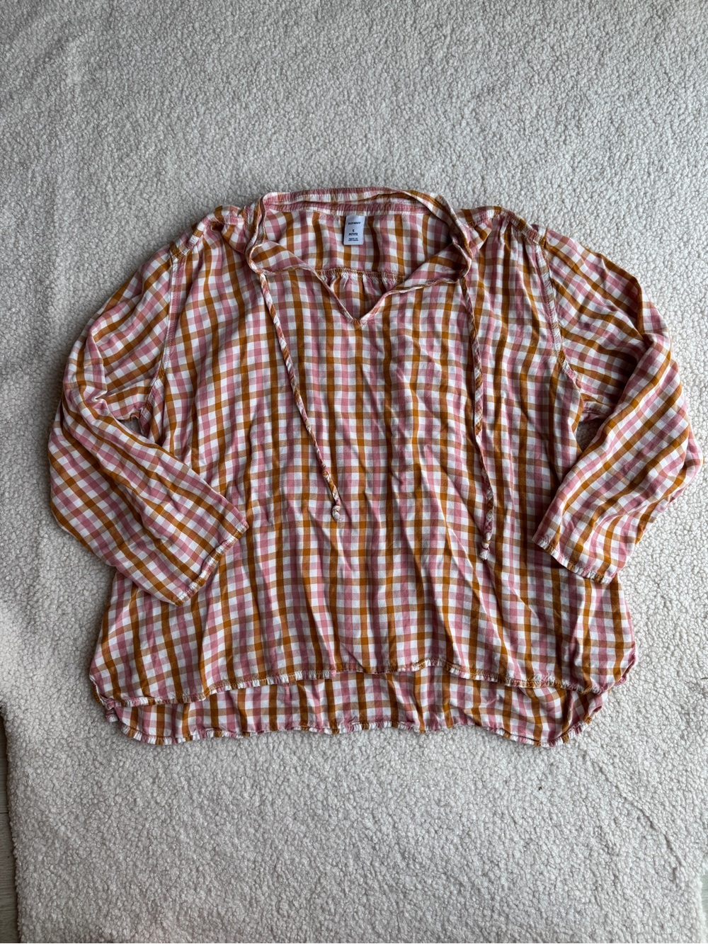 Old Navy Pink and Orange Gingham Blouse